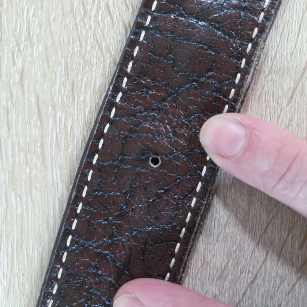 Nocona Leather Belt Size 36 Brown Western Textured Stitched Hidden Pocket